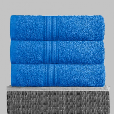 Полотенце махровое с бордюром (Синий)