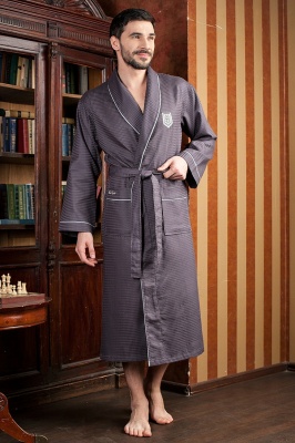 Мужской вафельный бамбуковый халат Monte Carlo (Антрацит)